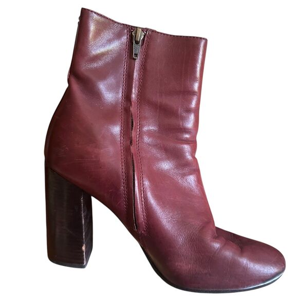 FRYE Burgundy Leather Heeled Ankle Booties Sz 9‎ - Picture 6 of 7